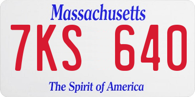 MA license plate 7KS640