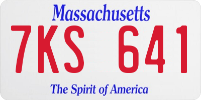 MA license plate 7KS641