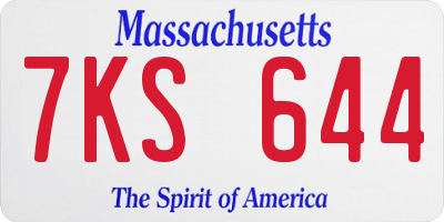 MA license plate 7KS644