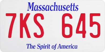 MA license plate 7KS645