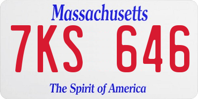 MA license plate 7KS646