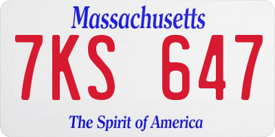 MA license plate 7KS647
