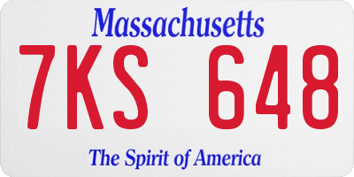 MA license plate 7KS648