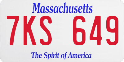 MA license plate 7KS649