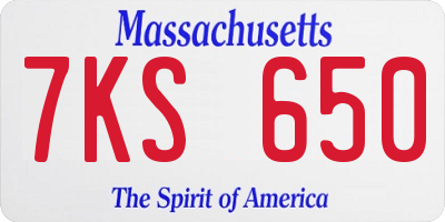 MA license plate 7KS650