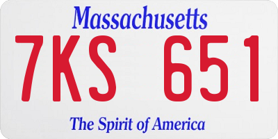 MA license plate 7KS651