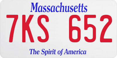MA license plate 7KS652