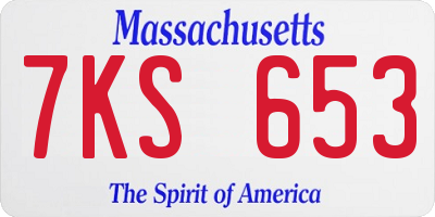 MA license plate 7KS653