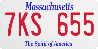 MA license plate 7KS655