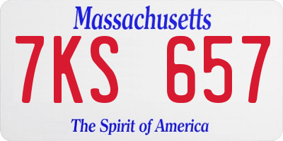 MA license plate 7KS657
