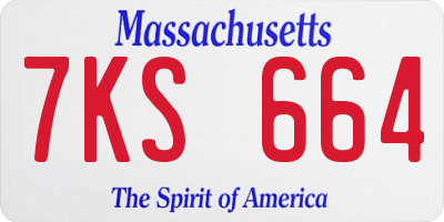 MA license plate 7KS664