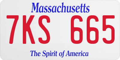 MA license plate 7KS665
