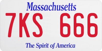 MA license plate 7KS666
