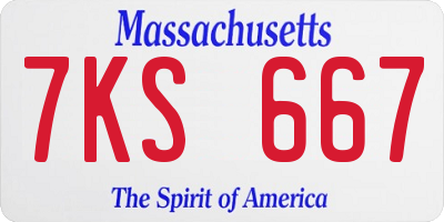 MA license plate 7KS667