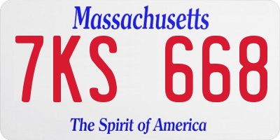 MA license plate 7KS668