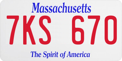 MA license plate 7KS670