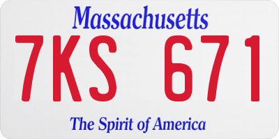 MA license plate 7KS671