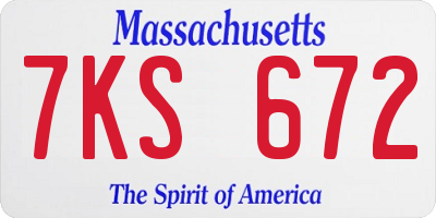 MA license plate 7KS672