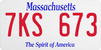 MA license plate 7KS673