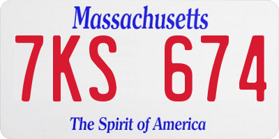 MA license plate 7KS674