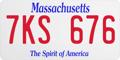 MA license plate 7KS676