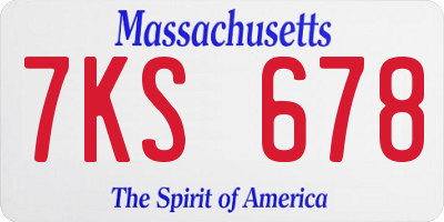 MA license plate 7KS678