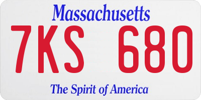 MA license plate 7KS680