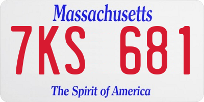 MA license plate 7KS681