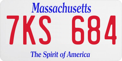 MA license plate 7KS684