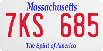 MA license plate 7KS685