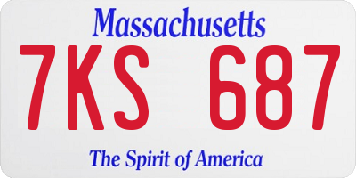 MA license plate 7KS687