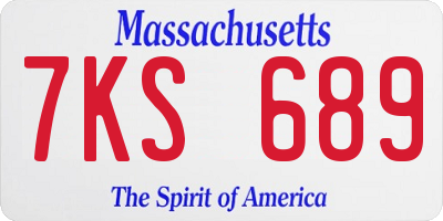 MA license plate 7KS689