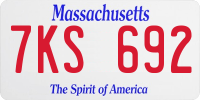 MA license plate 7KS692