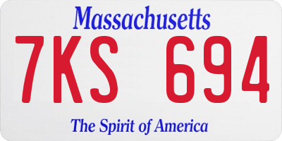 MA license plate 7KS694