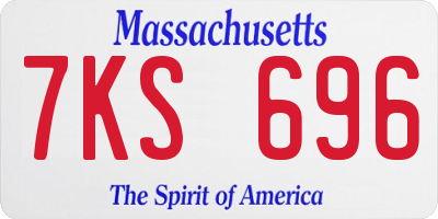 MA license plate 7KS696