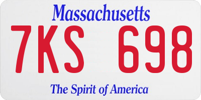 MA license plate 7KS698