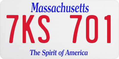 MA license plate 7KS701