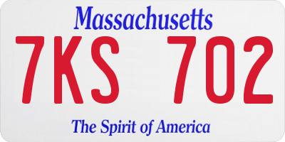 MA license plate 7KS702
