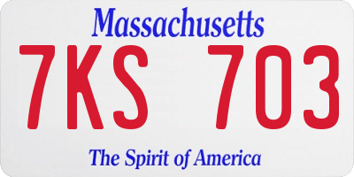 MA license plate 7KS703