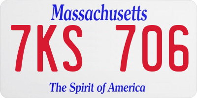 MA license plate 7KS706