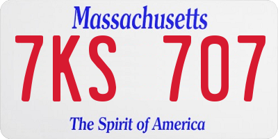 MA license plate 7KS707