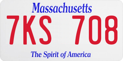 MA license plate 7KS708