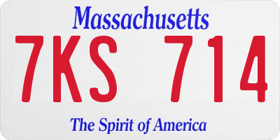 MA license plate 7KS714