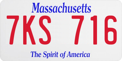 MA license plate 7KS716