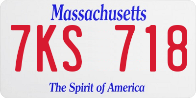 MA license plate 7KS718