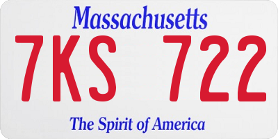 MA license plate 7KS722