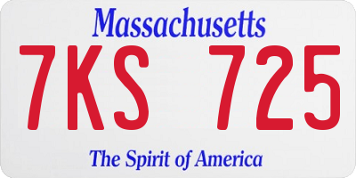 MA license plate 7KS725