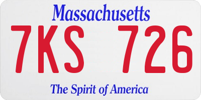 MA license plate 7KS726