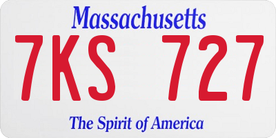 MA license plate 7KS727