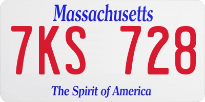 MA license plate 7KS728